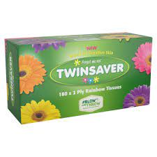 Twinsaver Rainbow Tissue Box 2 Ply 180 sheet - Strictly Collection Only