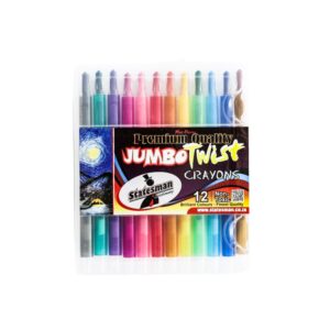 Statesman Retractable Jumbo Wax Crayons 12s - Ideal For Back To School !!!