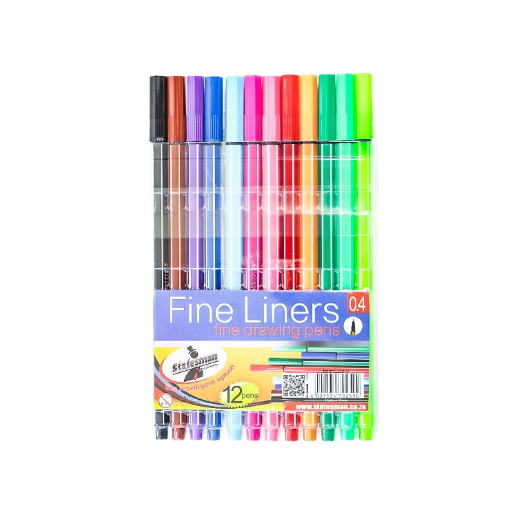 Statesman Fineliner Assorted Colours Pack Of 12 ***Buy 1 Get 1 Free ***
