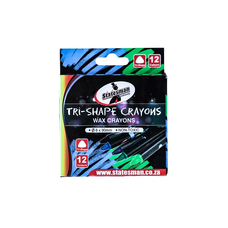 Statesman Tri-Shape Wax Crayons 12's - Ideal For Kids