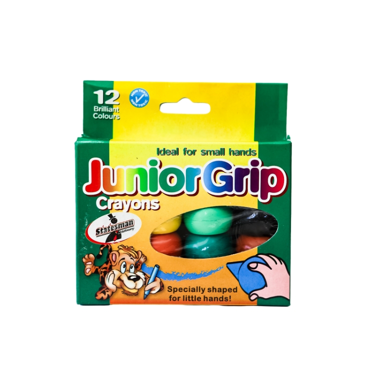 Statesman Wax Crayons Junior Finger Grip - Ideal For Toddlers