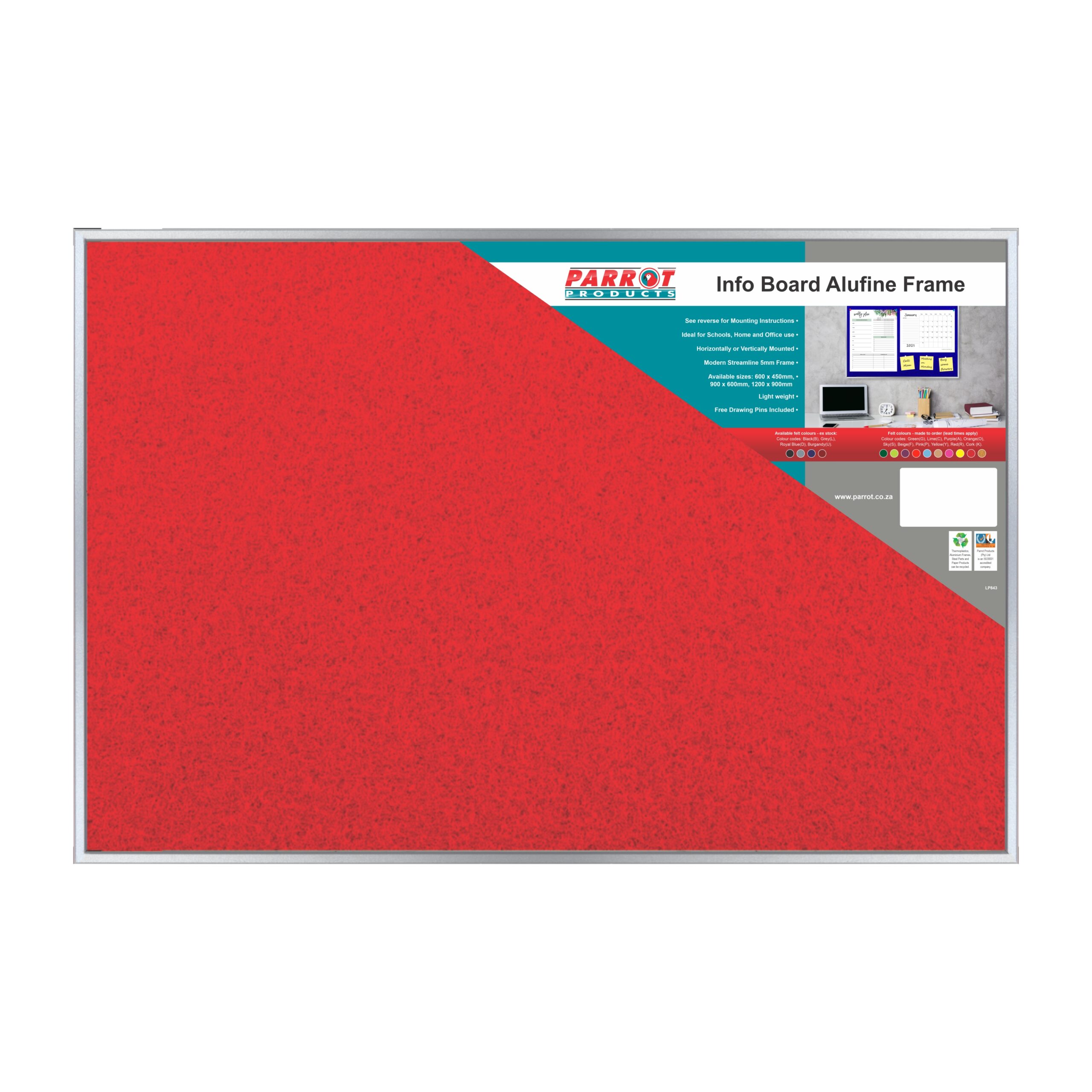 Parrot Info Board Alufine Frame Red 600 x 450mm