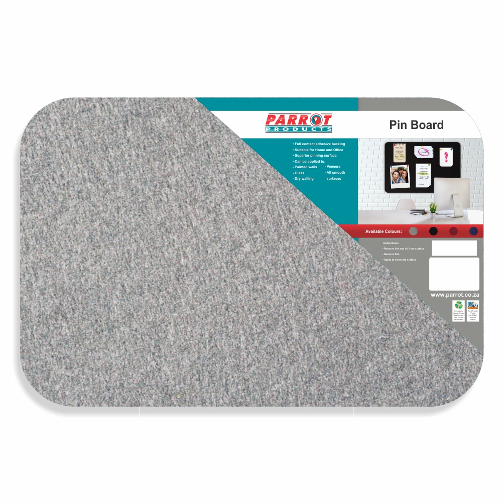 Parrot Pin Board Grey 600 x 450mm - No Frame